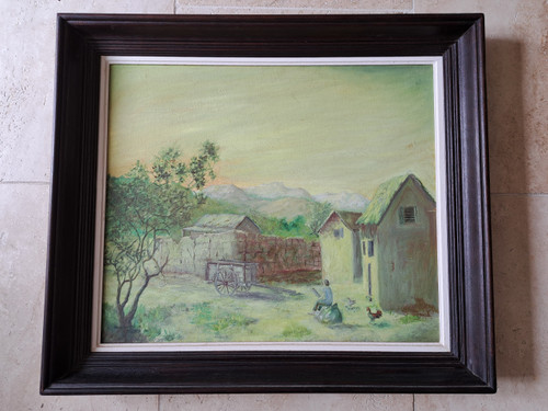 Andriambeloson Roland, View of a Malagasy Farm, Oil On Canvas, 20th century. 