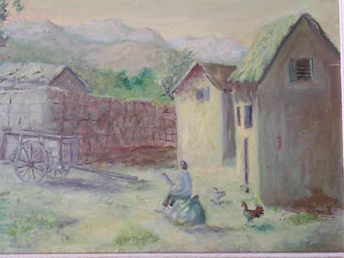 Andriambeloson Roland, View of a Malagasy Farm, Oil On Canvas, 20th century. 