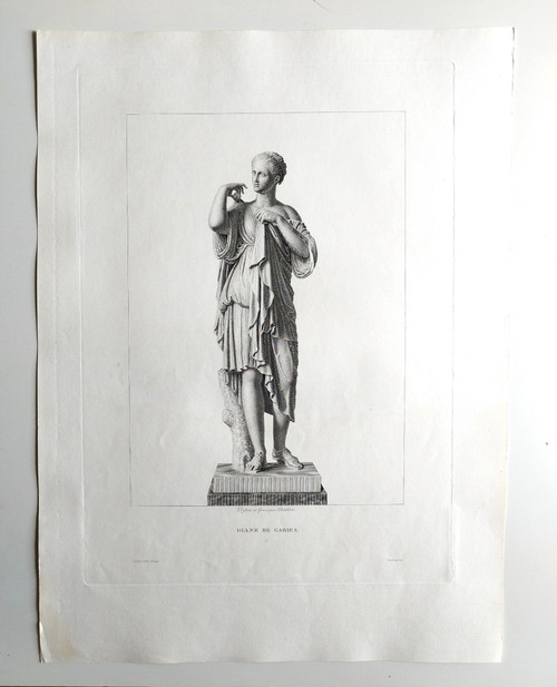 Etching Mythological Engraving Diana 19th C Old Print