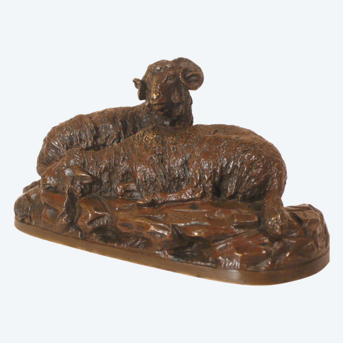 A bronze representing sheep signed Guci.