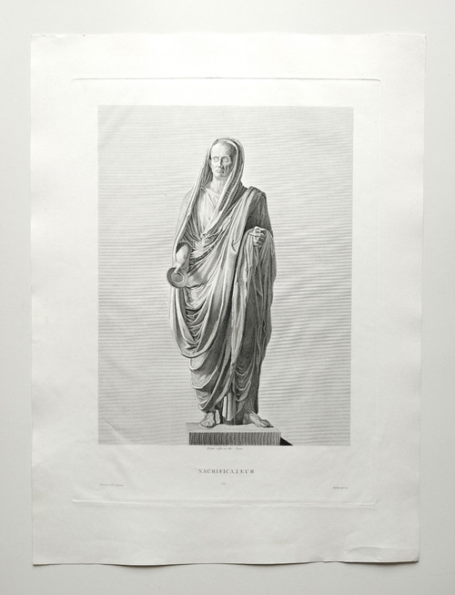 Etching Mythological Engraving Ancient Greece Priest 19th C Old Print