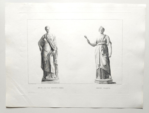 Etching Mythological Engraving Muses Greek Goddess 19th C Old Print