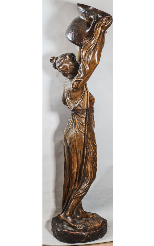 F. GROSS - GOLDSCHEIDER, Water carrier, polychrome terracotta