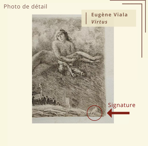 Eau-forte fantastique d'Eugène Viala : Virtus