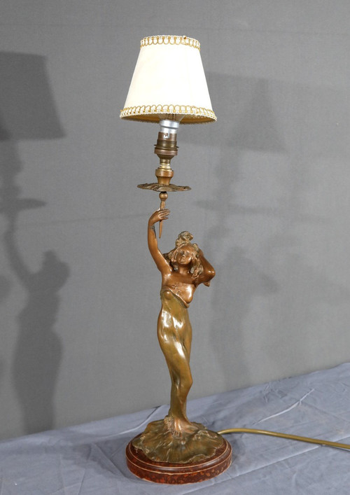 Regulate-Lampe im Jugendstil, signiert C.Rosa – Mitte des 20. Jahrhunderts