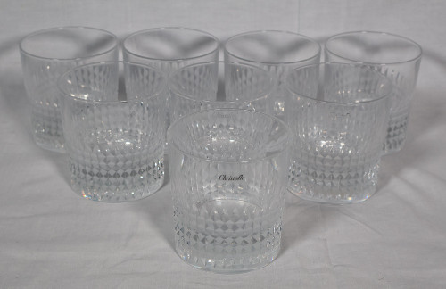 Christofle Set of 8 crystal whiskey glasses  