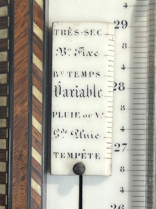 LEYDECKER BAROMETER / THERMOMETER IN PARIS IN NAPOLEON III PERIOD MARQUETRY