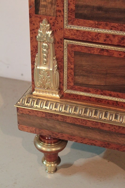 Secretaire in Cedar and Thuya Burl, Louis XVI style, Napoleon III period - 19th century