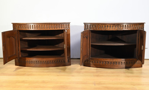 Pair of Important Walnut Property Corners, Regency Style – 18th Century