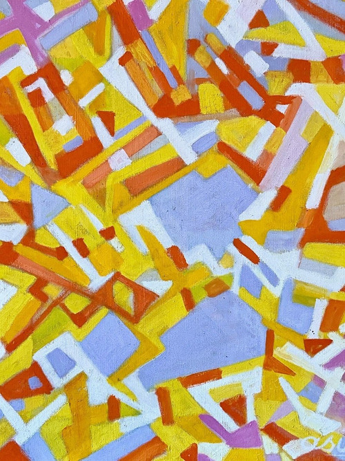 Andrée Simon (1896-1981), Abstract Composition Painting, Oil On Canvas From 1977-1978 II. 