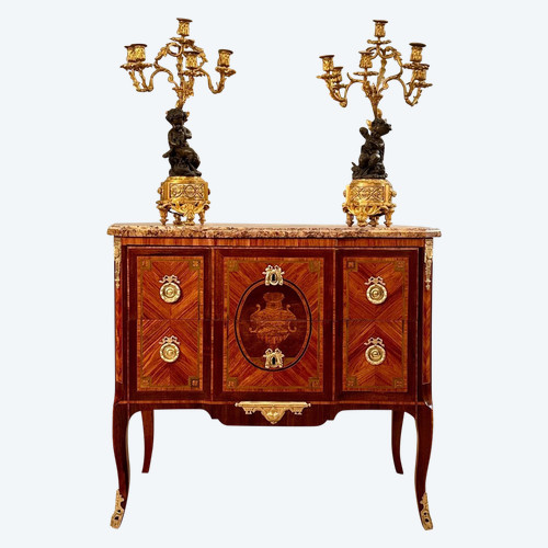 Sauteuse Commode In Marquetry From Louis XV Louis XVI Transition Period Circa 1760