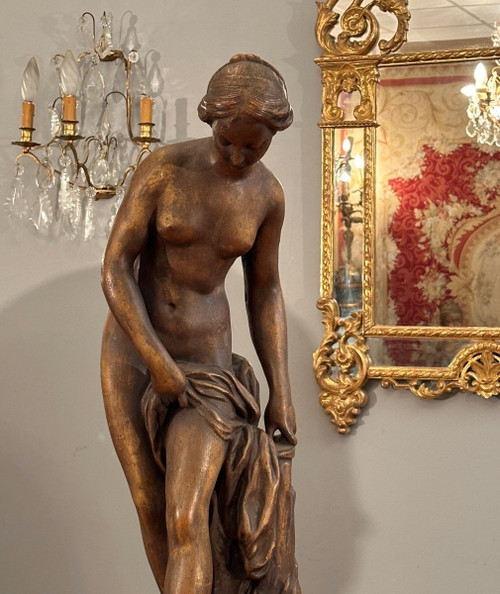 d'Après Etienne Maurice Falconet, Importante Sculpture En Fonte  La Baigneuse  (1716 - 1791)