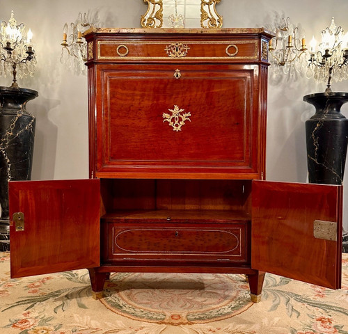 Etienne Levasseur, Secretary In Stamped Mahogany, Louis XVI Period Circa 1770