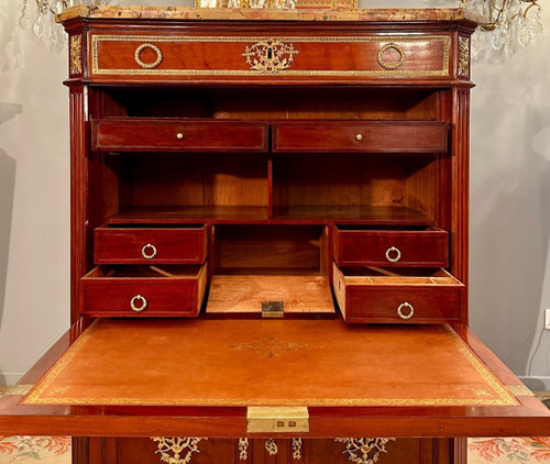 Etienne Levasseur, Secretary In Stamped Mahogany, Louis XVI Period Circa 1770