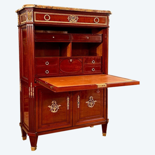 Etienne Levasseur, Secretary In Stamped Mahogany, Louis XVI Period Circa 1770