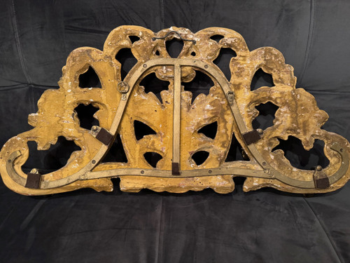 Rare coat rack in gilded wood, Italy, 19th century.