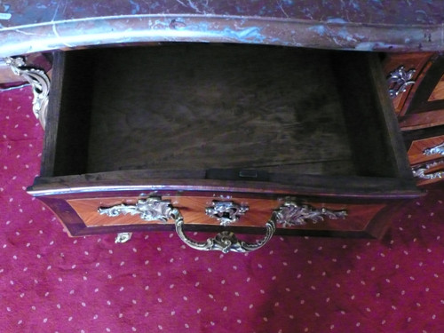 18th century marquetry tomb chest of drawers.