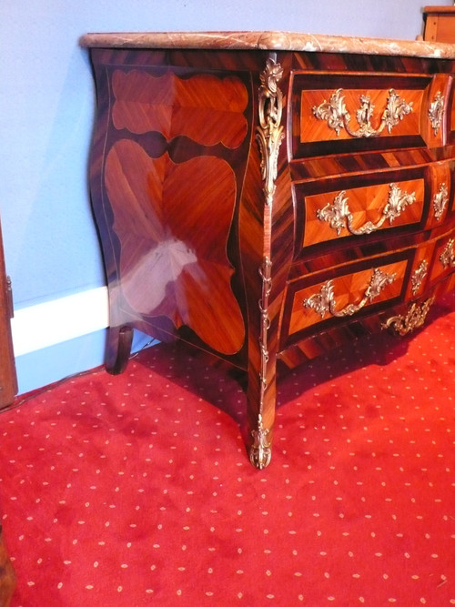 18th century marquetry tomb chest of drawers.