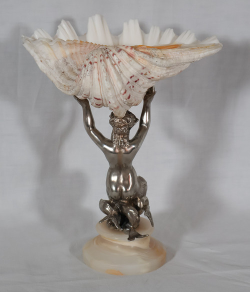 Nereid Stoup With Tridacna Shell 19th Century 