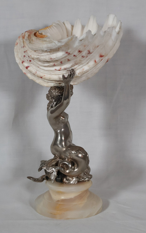 Nereid Stoup With Tridacna Shell 19th Century 