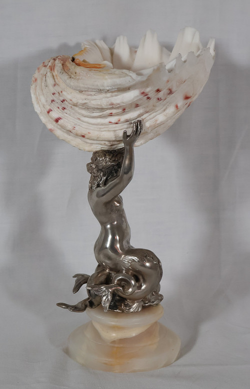 Nereid Stoup With Tridacna Shell 19th Century 