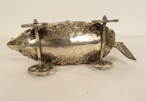 Table Nave German Silver Hanau Amphitrite Dolphins 488gr 19th century