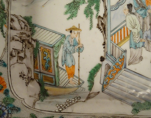 Covered Terrine China Green Family Characters Landscapes 18th century