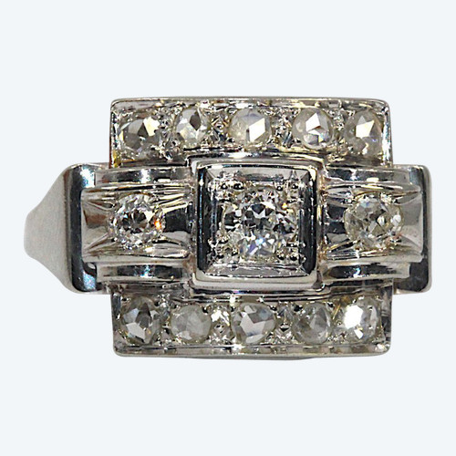 Anello con diamante Art-Deco