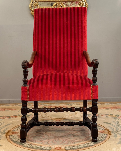 Louis XIV period 17th century walnut armchair