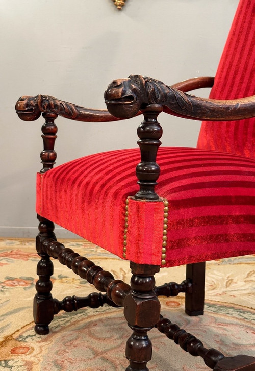 Louis XIV period 17th century walnut armchair