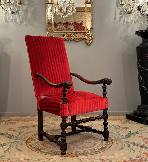 Louis XIV period 17th century walnut armchair