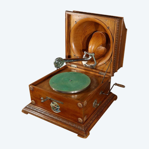 Reflex "COQ" Gramophone Pathéphone, blond mahogany case, 1912 - Early 20th century