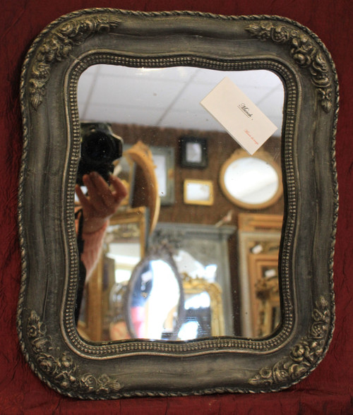 30 X 36 Cm Small Antique Napoleon III Mirror, Mercury Glass