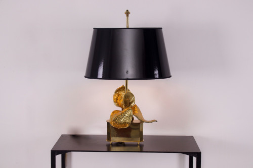 Anthurium lamp in gilded brass