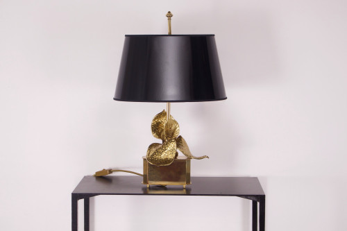 Anthurium lamp in gilded brass