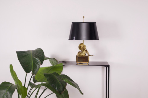 Anthurium lamp in gilded brass