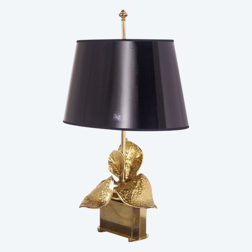 Anthurium lamp in gilded brass