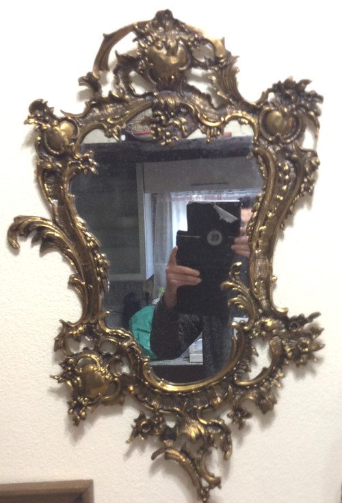 Louis XV style gilt bronze contour mirror