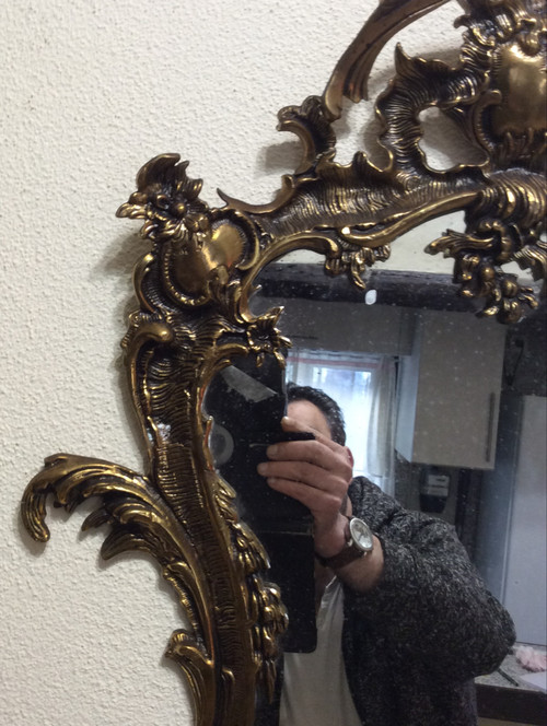 Louis XV style gilt bronze contour mirror