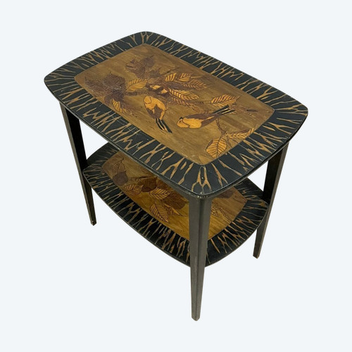 In the spirit of the École de Nancy: magnificent marquetry tea table circa 1900