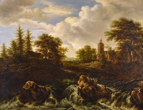 Wooded Landscape With Waterfall, Jacob Van Ruisdael (haarlem 1628-amsterdam 1682) Attributable