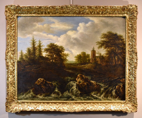 Wooded Landscape With Waterfall, Jacob Van Ruisdael (haarlem 1628-amsterdam 1682) Attributable