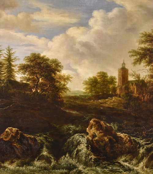 Wooded Landscape With Waterfall, Jacob Van Ruisdael (haarlem 1628-amsterdam 1682) Attributable