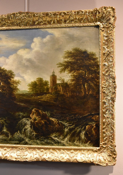 Wooded Landscape With Waterfall, Jacob Van Ruisdael (haarlem 1628-amsterdam 1682) Attributable