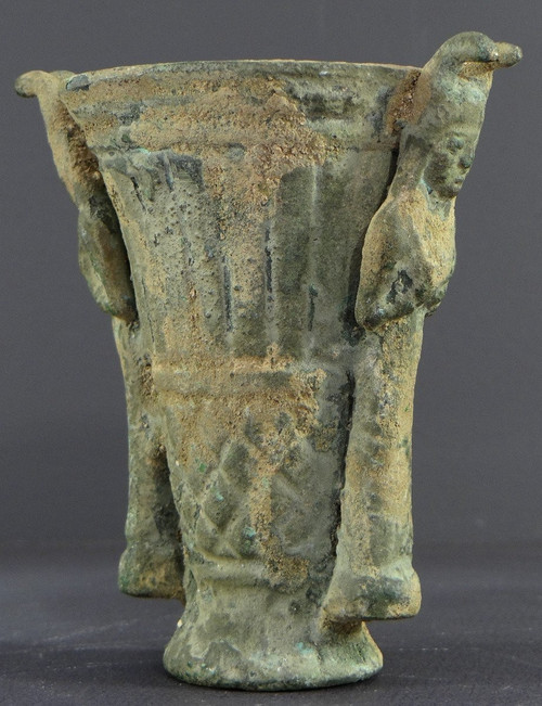 Mesopotamia, Probably Bronze Age, Rare Bronze Rython Decorated With Divinities.