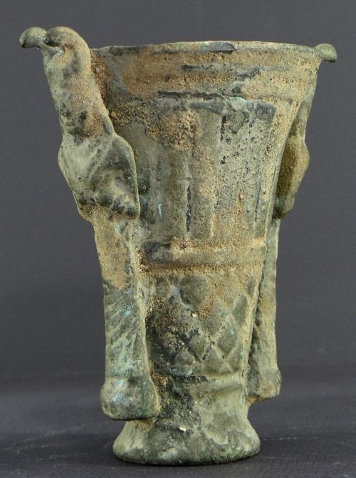 Mesopotamia, Probably Bronze Age, Rare Bronze Rython Decorated With Divinities.