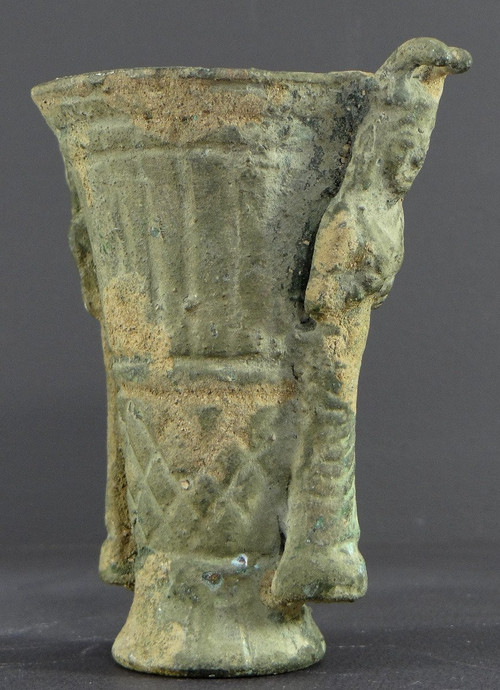 Mesopotamia, Probably Bronze Age, Rare Bronze Rython Decorated With Divinities.