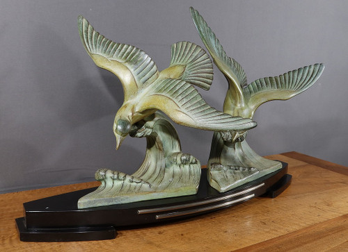 Large Regule "Les Mouettes", attributed to I.Rochard, Art Deco - 1940