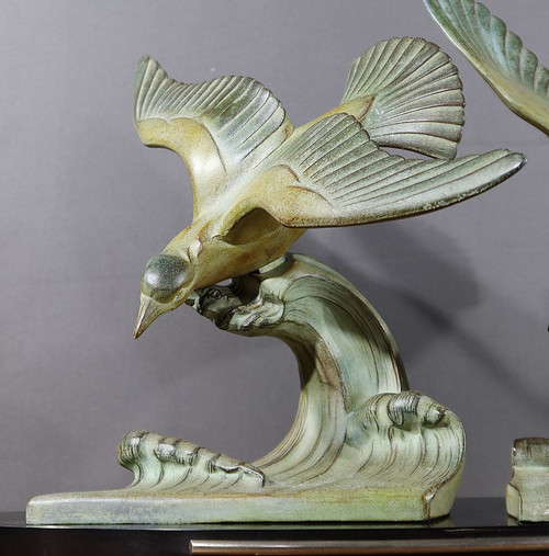 Large Regule "Les Mouettes", attributed to I.Rochard, Art Deco - 1940