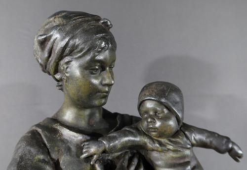 Statue en Régule « Jeune Mère » par L. Steiner – Fin XIXe